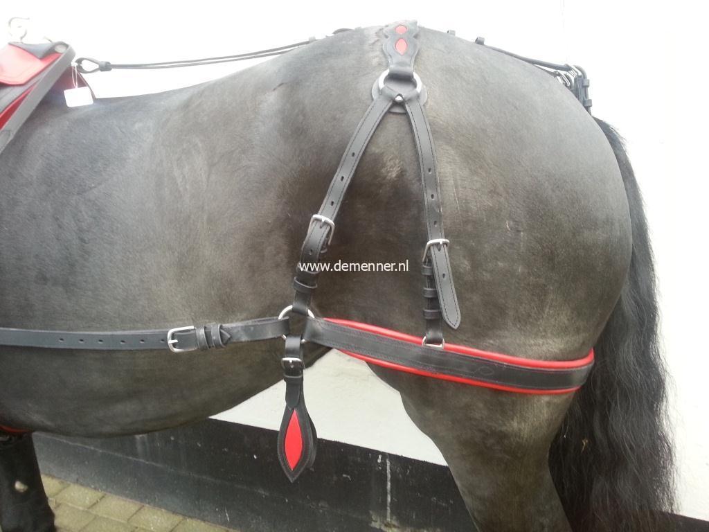 Bell harness, leather, red/black, single Full - Image 4