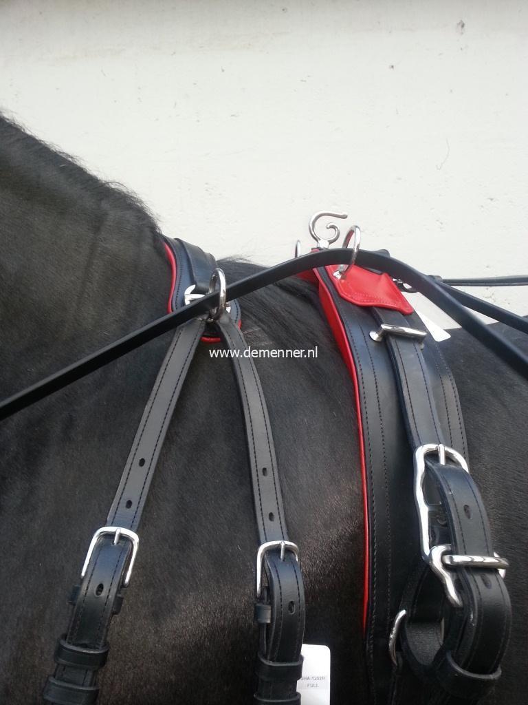 Bell harness, leather, red/black, single Full - Image 3